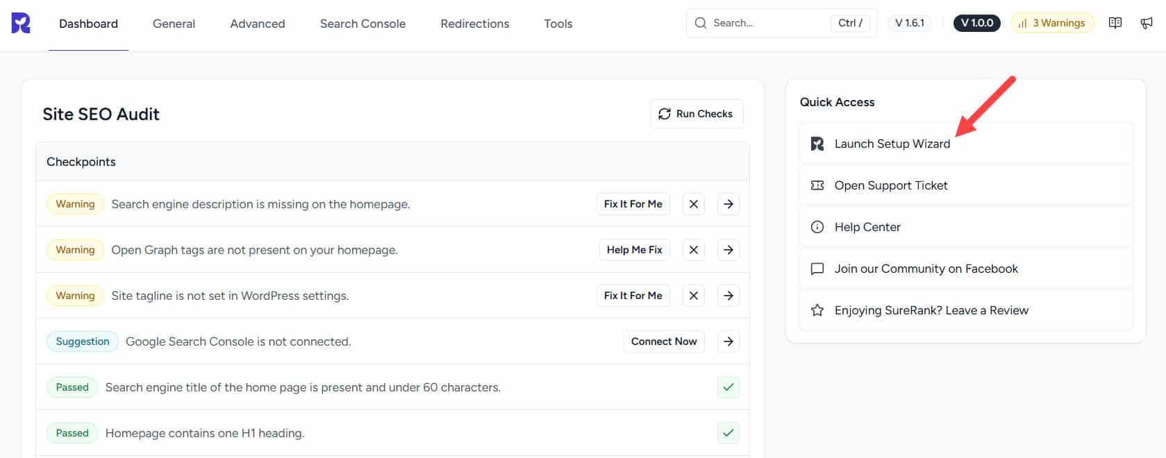 SureRank 教學：重新開啟設定精靈